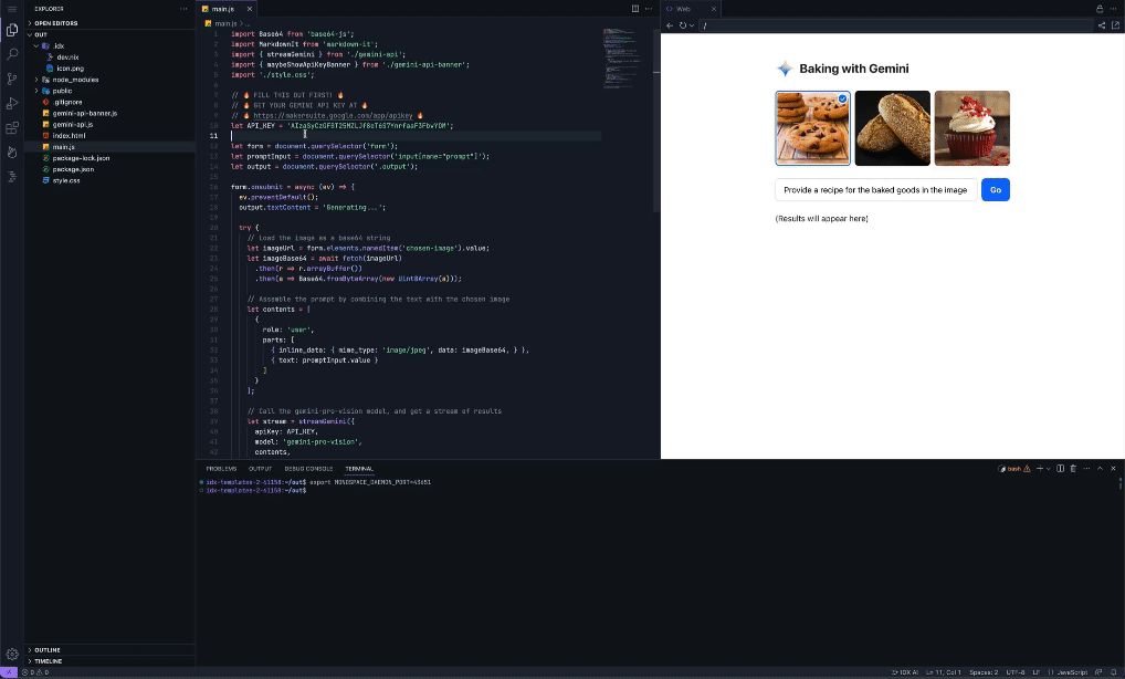 Recipe builder app with Gemini API